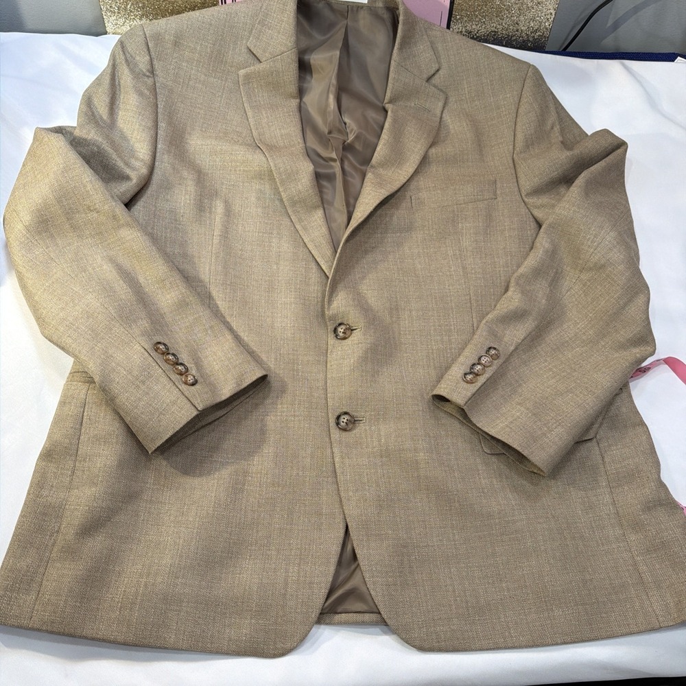 Lauren Ralph Lauren Blazer Vintage 46 R Carmel Polyester Suit Jacket Sport Coat - Picture 11 of 14
